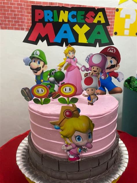 pastel de mario bros y princesa peach|mario princess peach cake.